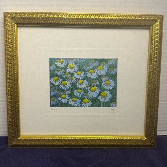 Vintage | Art | Vintage Daisies Print Floral Signed Numbered Framed ...